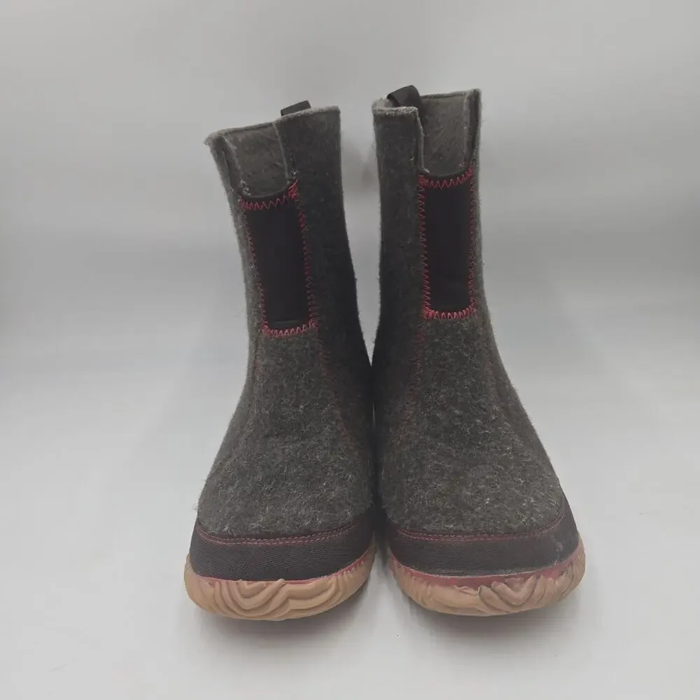 Rare Sorel Cozy Felt Boots Womens Sz 10 Gray Cabin Outdoor Granola Mom